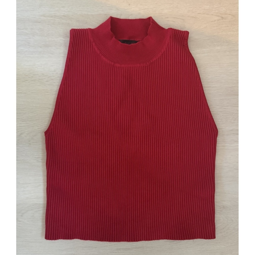 House Of Harlow 1960 High Neck Crop Top Red Ribbed Luxe Stretch Womens Size S